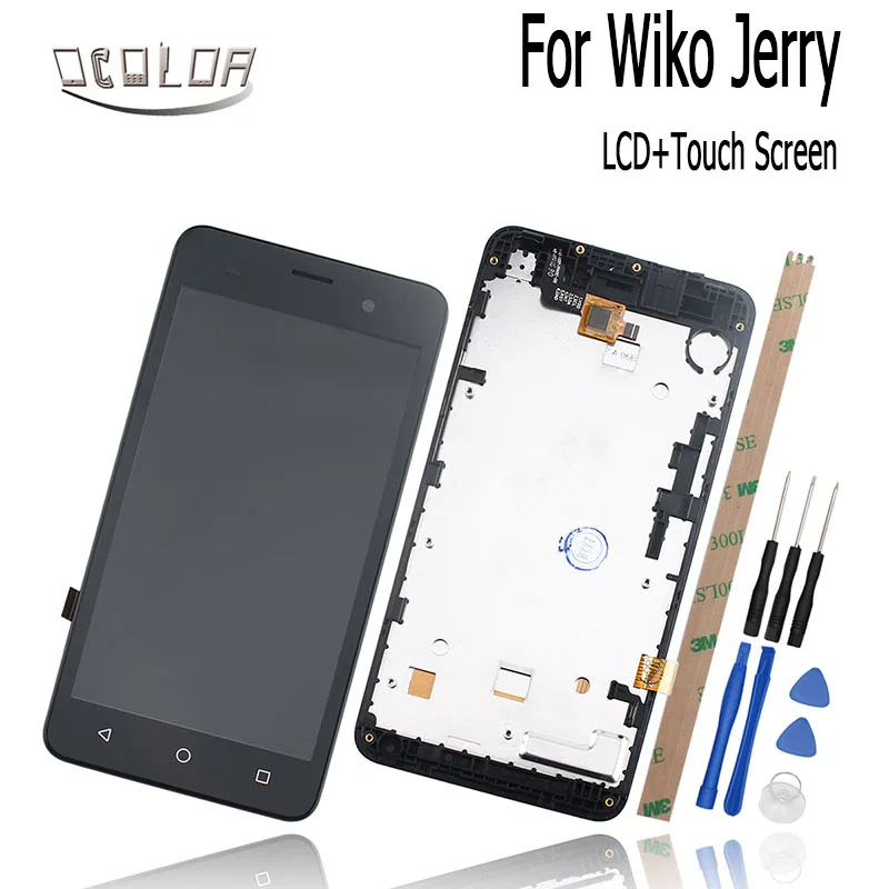 

ocolor For Wiko Jerry LCD Display And Touch Screen With Frame With Tools And Adhesive For Wiko Jerry Mobile Phone Accessories