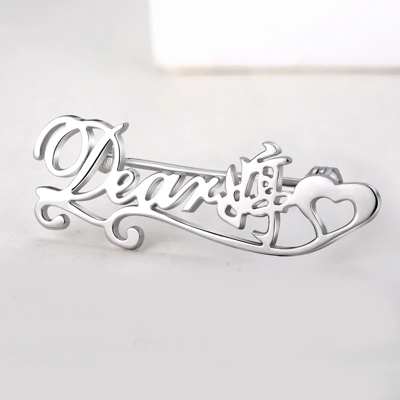 

Custom Brooch Pin Personalized Name Brooches for Women Men Girl Heart Gold Silver Wedding Ceremony Party Graduation Jewelry