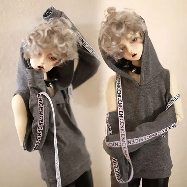 BJD Кукла одежда серого цвета белого и черного цветов с капюшоном для 1/3 1/4 1/6 BJD SD17 дядя SSDF кукла росы плеча пальто - Цвет: smoky gray