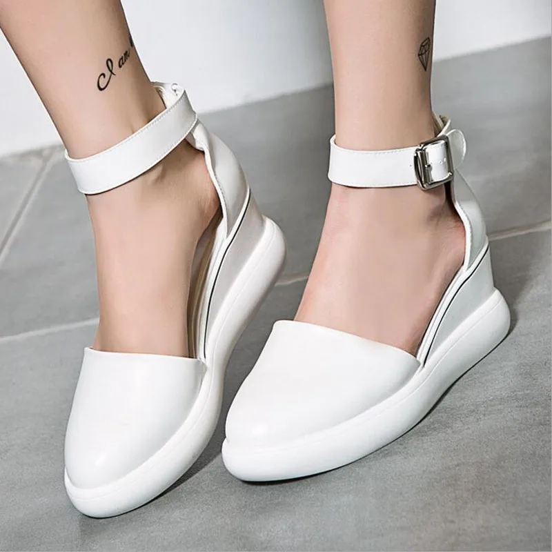 

New 2019 Women Creepers Pu Women Flats Platform Mary Jane Ankle Strap Casual Ladies Loafers Shoes dropshipping