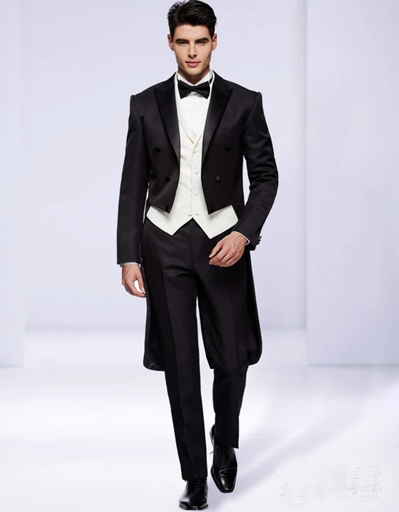 Classic Style Handsome Tailcoat Black Groomsman Suit High Quality Wedding suit Custom Made Man Suit (Jacket+pants+vest) Classic Style Handsome Tailcoat Black Groomsman Suit High Quality Wedding suit Custom Made Man Suit (Jacket+pants+vest)