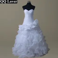 QQ Lover 2019 последние плиссированные оборками из органзы свадебное платье Vestido De Noiva