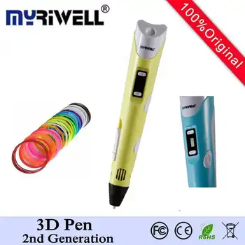 3D pen Myriwell 2nd Generation LED Display DIY 3D Printer Pen With 20Color 100M ABS Filament Arts 3d pens For Kids Drawing Tools