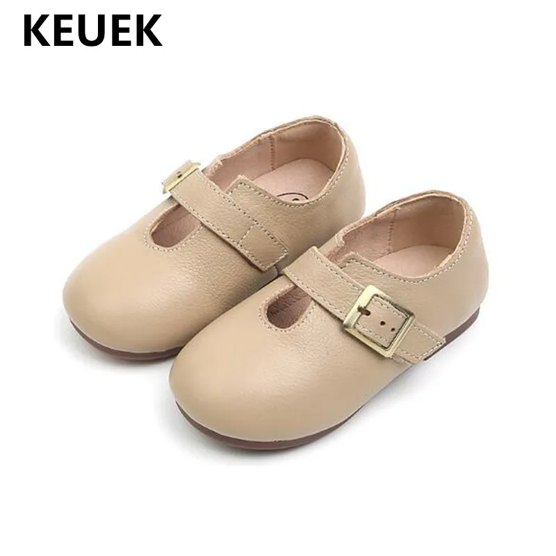 

New Children Genuine Leather Soft bottom Girls Leather Shoes Kids Princess Breathable Toddler Flats Baby Single Shoes 018