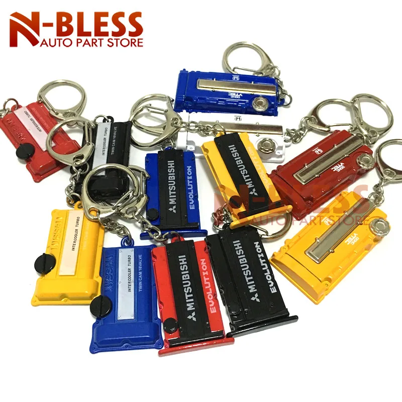 Engine Valve Cover Shaped Alloy Keychain for VTEC Key Fob Holder CAR Keyring for Mitsubishi
