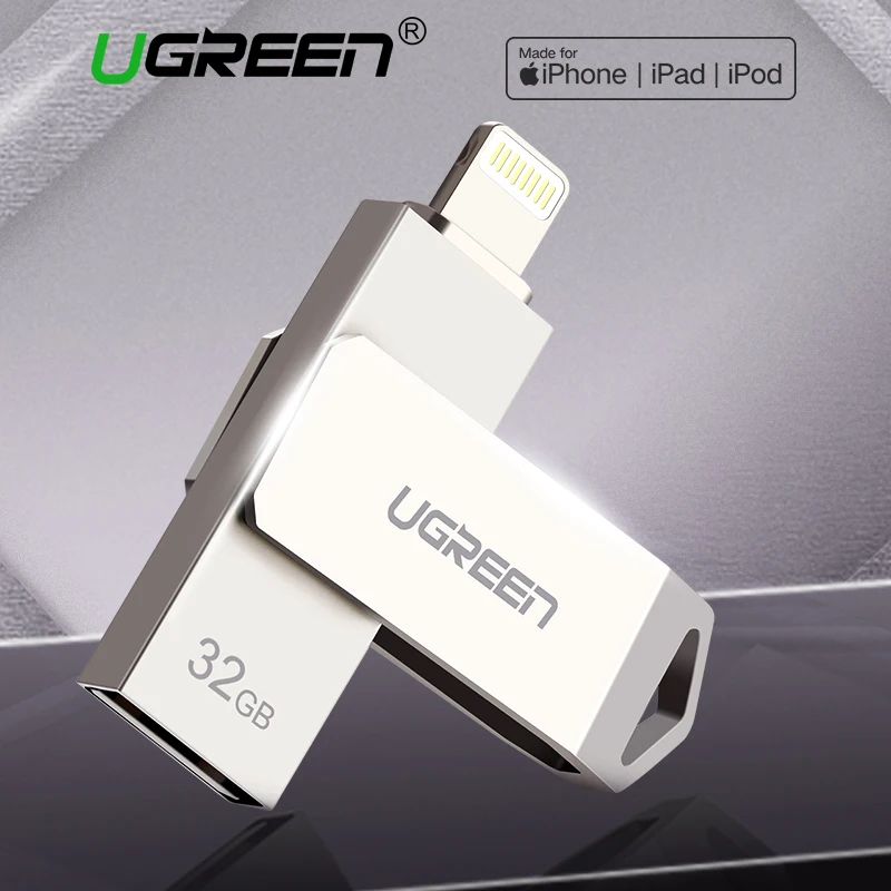 Ugreen USB Flash Drive 32 ГБ 64 Для iPhone X 8 7 6 5 3.0 Lightning Pen Apple MFi U Диск для iOS 11 memory stick 128 Pendrive|metal pen