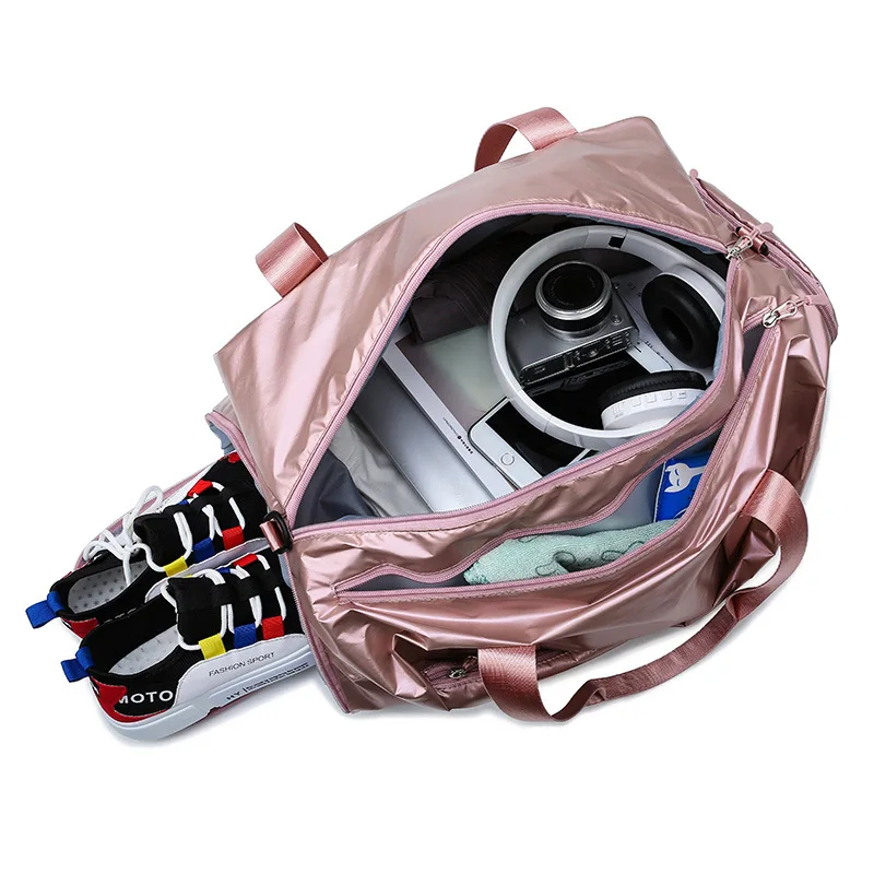 

Bags Travel Bag Women Waterproof Hand Luggage Large Glitter Nylon Traveling Bags For Ladies Crossbody Shoes Duffle Bag XA736WB