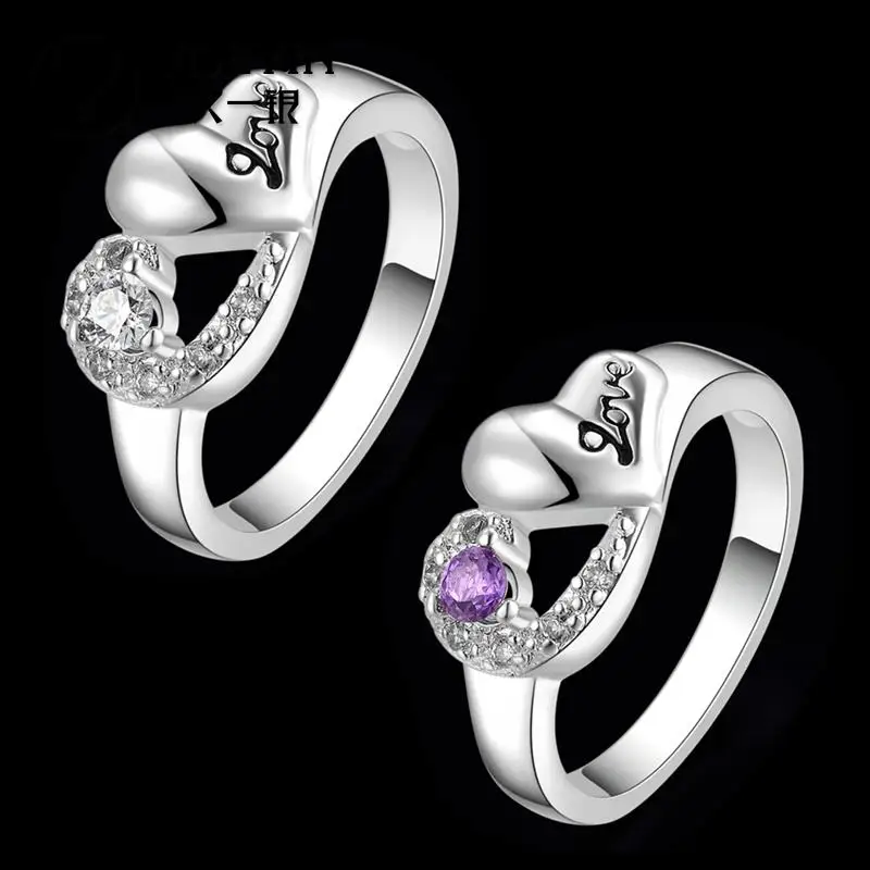 Wedding Rings Silver Plated Heart-shaped Temperament Women Rings Hot Sale