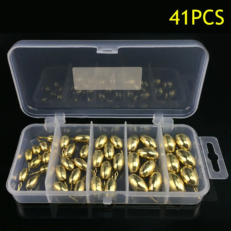

41 Pcs/Pack Copper Lead Sinker Weights Ball Sharped Copper Fishing Accessories Fishing Tackles ZJ55