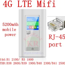 unlocked 4g LTE 3g Wifi Router Wireless hotsport moblie Dongle Mifi with RJ45 Port 5200mAh Power Bank pk e5776 e5272 e589