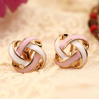 

Korean style geometric clip on earring without piercing cute non pierced ear clip no ear hole earring