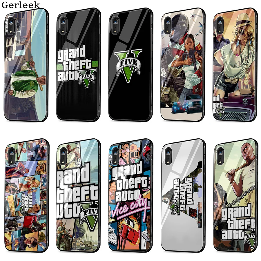 Чехол из закаленного стекла Rockstar Gta 5 Grand Theft Cover для iPhone 6 6s 7 8 X XS XR Max 5s SE Shell |