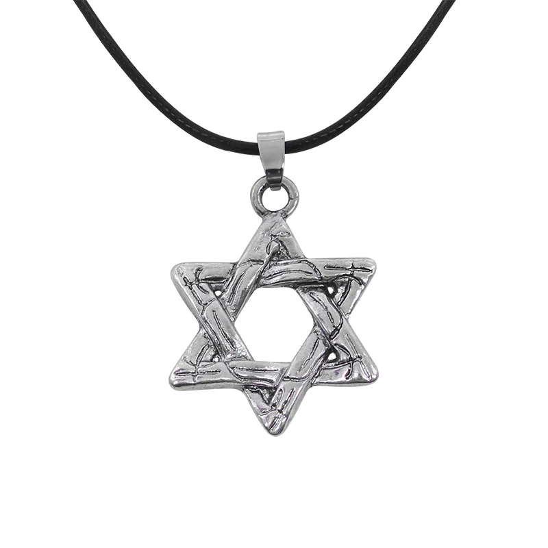 Cool-Men-Necklace-Jewelry-Stainless-Steel-Star-of-David-Silver-Rope-Hexagram-Pendant-Necklace-Star-Pendants