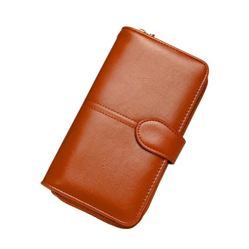 REPRCLA для женщин кожаный клатч бумажник дизайнер Большой ёмкость держатель для карт мешок денег женский кошелек Браслет кошельки Carteira - Цвет: brown