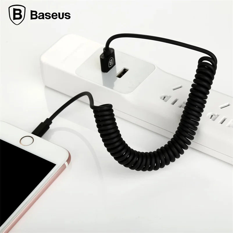 Baseus выдвижной пружинный 8-контактный кабель для зарядки и синхронизации данных, usb-кабель для зарядки iPhone X 8 7 6 5 iPad IOS 9 10 11, кабель для синхронизации данных