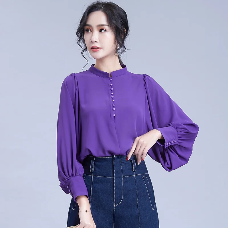 solid-color-korean-fashion-woman-clothing-blouse-side-button-shirt-female-balloon-sleeve-work-wear-women-tops-summer-2019-dd2134