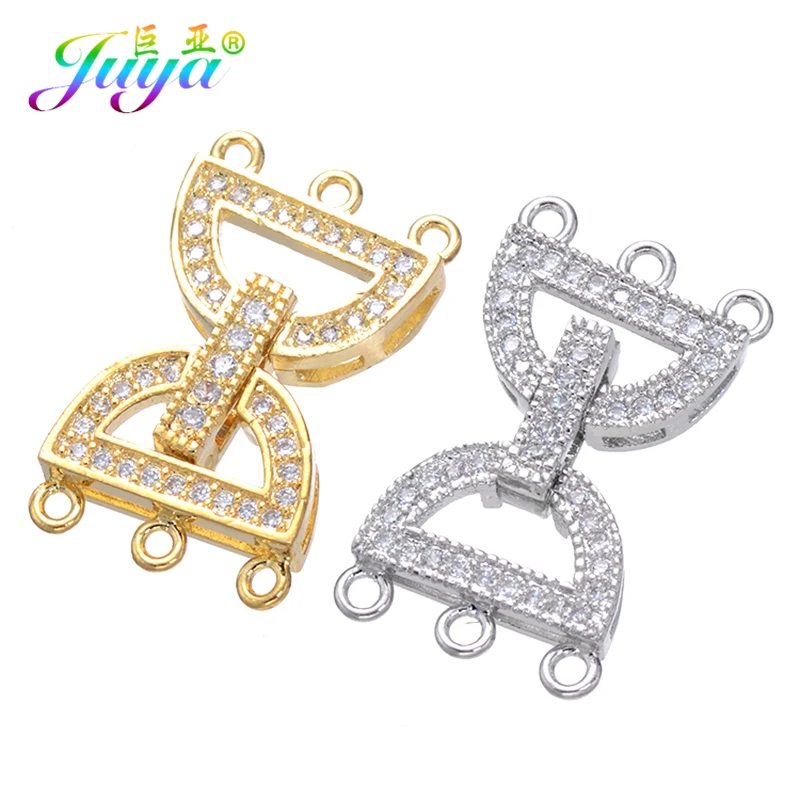 

DIY Pearls Bracelets Necklace Metal Clasps Making Findings Supplies Micro Pave Zircon Copper Connector Loops Clasps Accessories