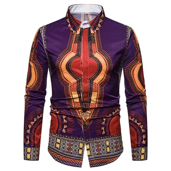

Chinese friend factory High quality Shirt Brand Tribal Ethnic Shirts Clothing Camisa Mens Hipster African Print Dress clothes