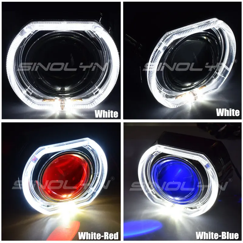  Sinolyn LED Angel Devil Eyes Lens Full Kit H4 H7 Headlight Lenses 2.5 HID Bi-xenon Projector Lens C - 32779285898