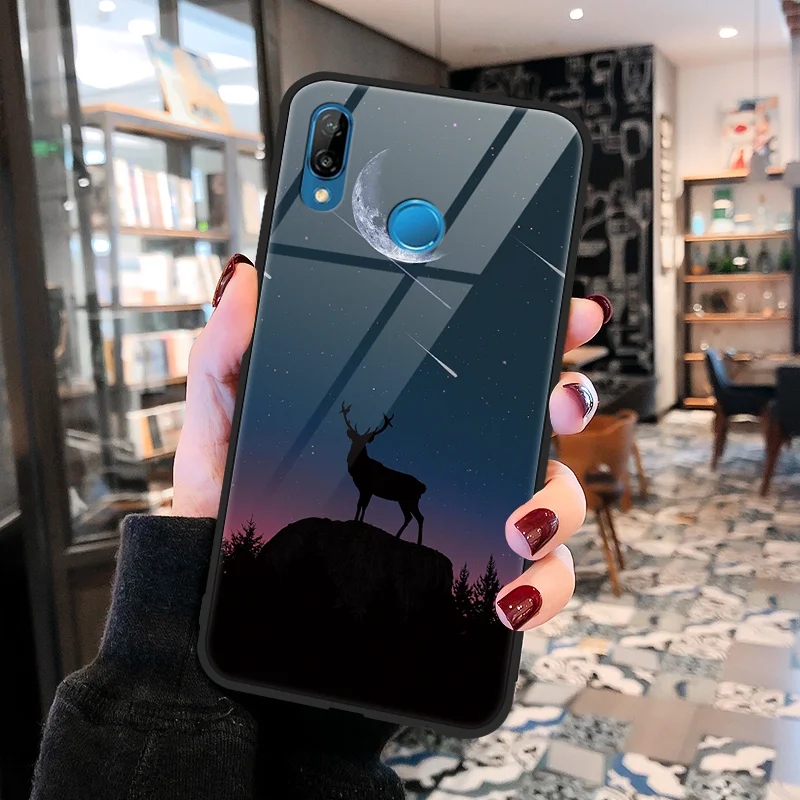 Чехол из закаленного стекла для huawei P9 P10 P20 Plus P30 Pro Lite Wolf Coque для huawei mate 9 10 20 X Lite Pro Y9 TPU чехол - Цвет: 3lx1yang