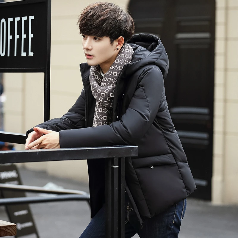 2016 new men’s coats in winter winter coat male hooded short thick Jacket Mens Cotton young men