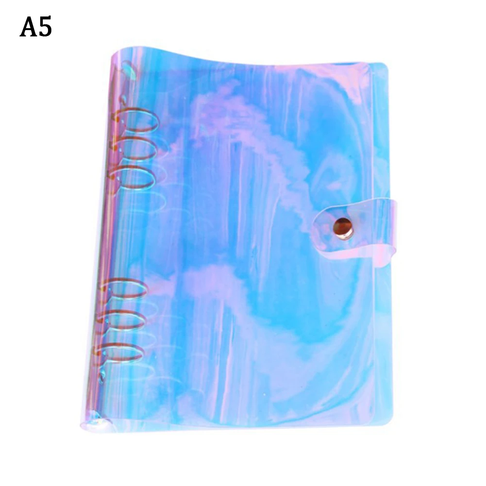

A5 A6 A7 Notebook Laser Cover PVC Glitter Gift Diary Loose-Leaf Button Stationery School Office Planner
