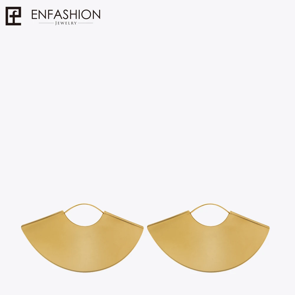 Enfashion Vintage Camber Fan Dangle Earrings Matte Gold Color Earings Big Drop Earrings For Women Long
