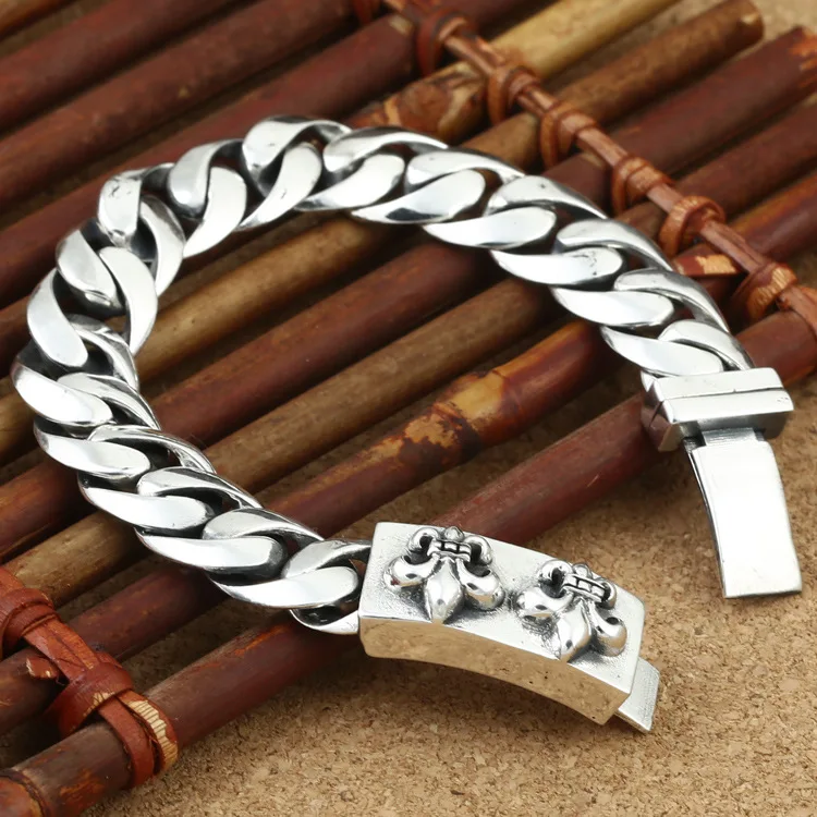 

Wholesale Ornaments S925 Sterling Silver Thai Simple Silver Smooth Handbags Bracelet Bracelet