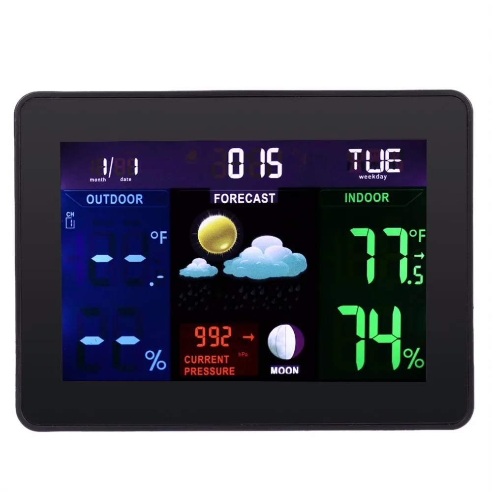 

TS-70 Digital LCD Screen Display Wireless Indoor Outdoor Weather Clock Weather Station Tester Alarm Clock 2017 Top Sale