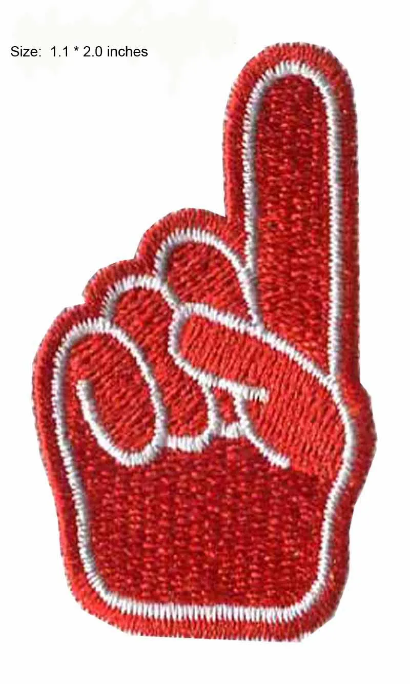 

Red fingers embroidery patch 1.1"wide patches rock/palestine/alaska