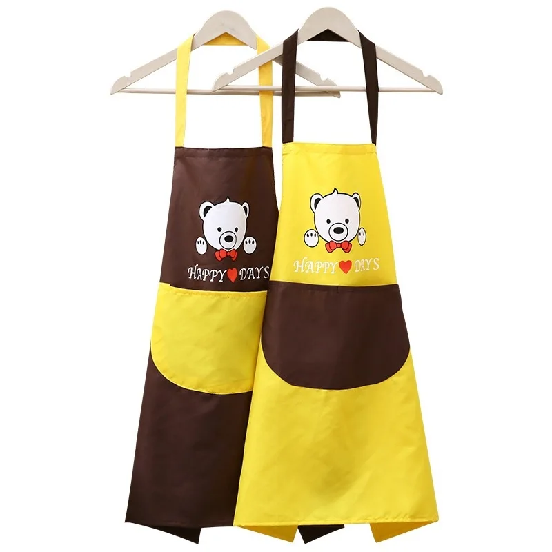 

1Pcs Waterproof Polyester Apron Woman Adult Bibs Home Cooking Baking Coffee Shop Cleaning Aprons Kitchen Accessory 46212