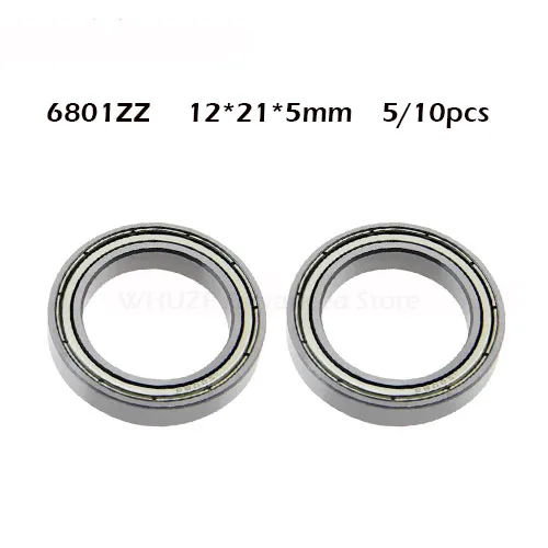 5/10 шт. 6801ZZ ABEC 1 12x21x5 мм 6801 ZZ тонкий раздел 6801z глубокий паз шарикоподшипник 61801|Валы|