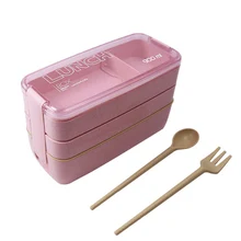 Boîte à Bento 3 niveaux micro-ondable 900ml, boîte à déjeuner écologique, paille de blé, matériel vaisselle, boîte à déjeuner 2019 nouveau