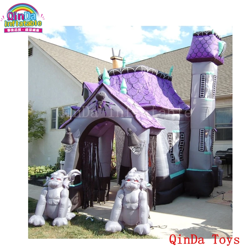 China low price dead tree yard decoration inflatable haunted house,inflatable Halloween bounce house for sale crow haunted house halloween wall tapestry