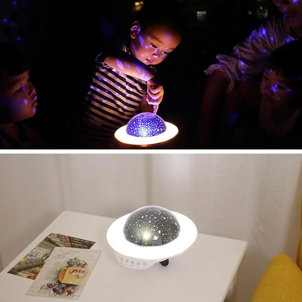 Уникальный НЛО Беспроводной Bluetooth музыкальный Звездный проектор звездного неба поворот светодиодный ночной Светильник для Для детей