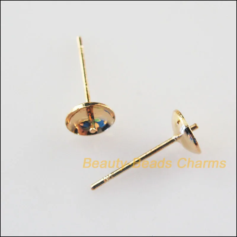 

New 60Pcs KC Gold Color Round Wire Earrings Hooks Findings 6x14.5mm