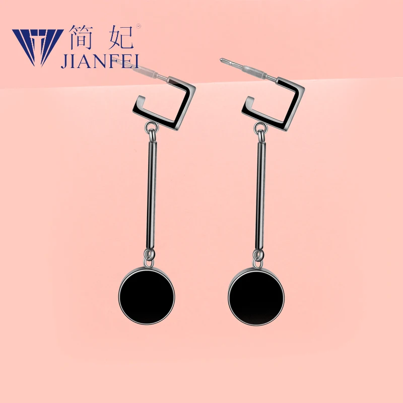 

Black circle 925 sterling silver needle Simplicity Fashion Graceful Earrings For Woman Girls Fashion Jewelry Gift 7