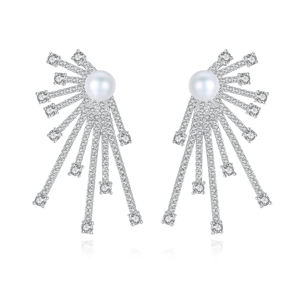 

2019 Creative Romantic AAA Cubic Zirconia Freshwater Pearl Irregular Geometric Drop Earrings For Women Party Earring Jewelry