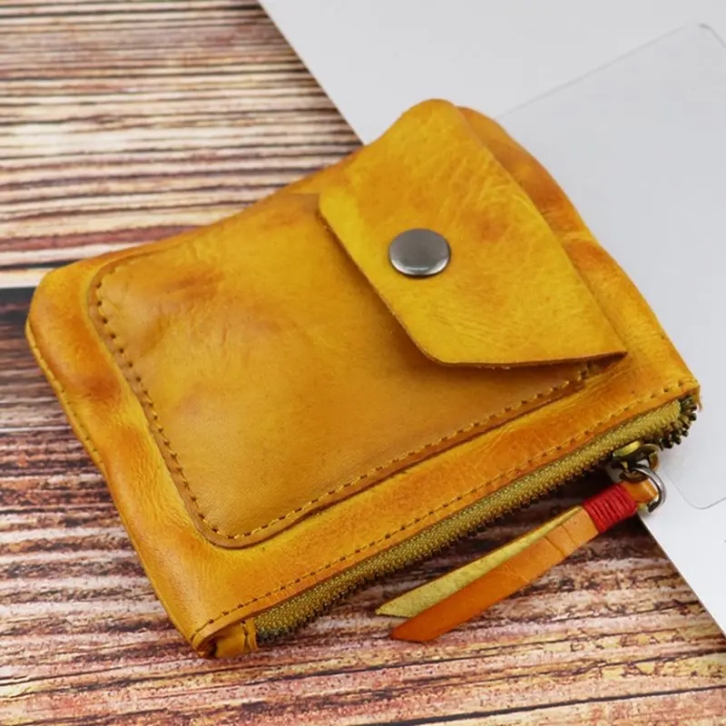 Мужской кошелек из натуральной кожи, винтажный мини-молния, кошельки, сумка для хранения, держатель для карточки-ключа, карман для мужчин и