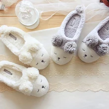 grey adorable sheep home slippers autumn and winter women warm slippers floor indoor waterproof shoes