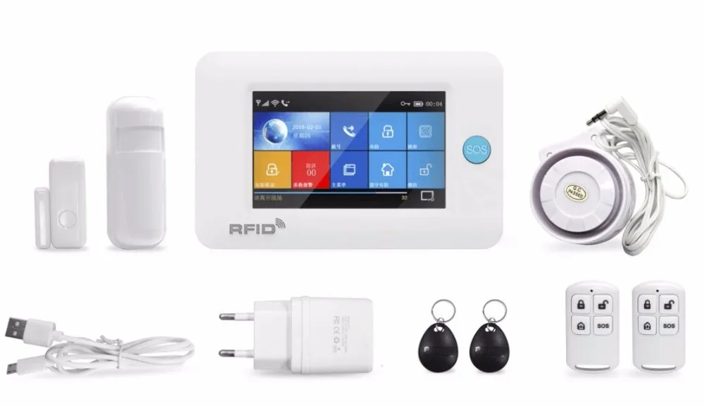 Full touch screen 3g gsm wifi gprs smart home intruder alarm Anti theft home security 3g sim card wifi burglar alarm system