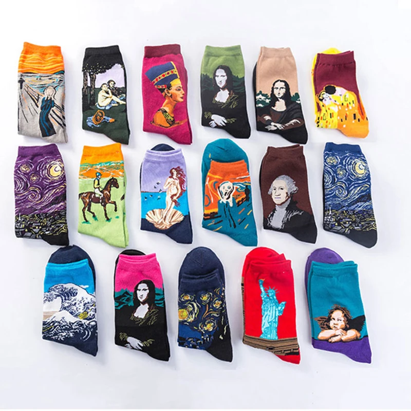 Для мужчин Happy Socks Прохладный шаблон Хип хоп Смешные экипажа носки улица