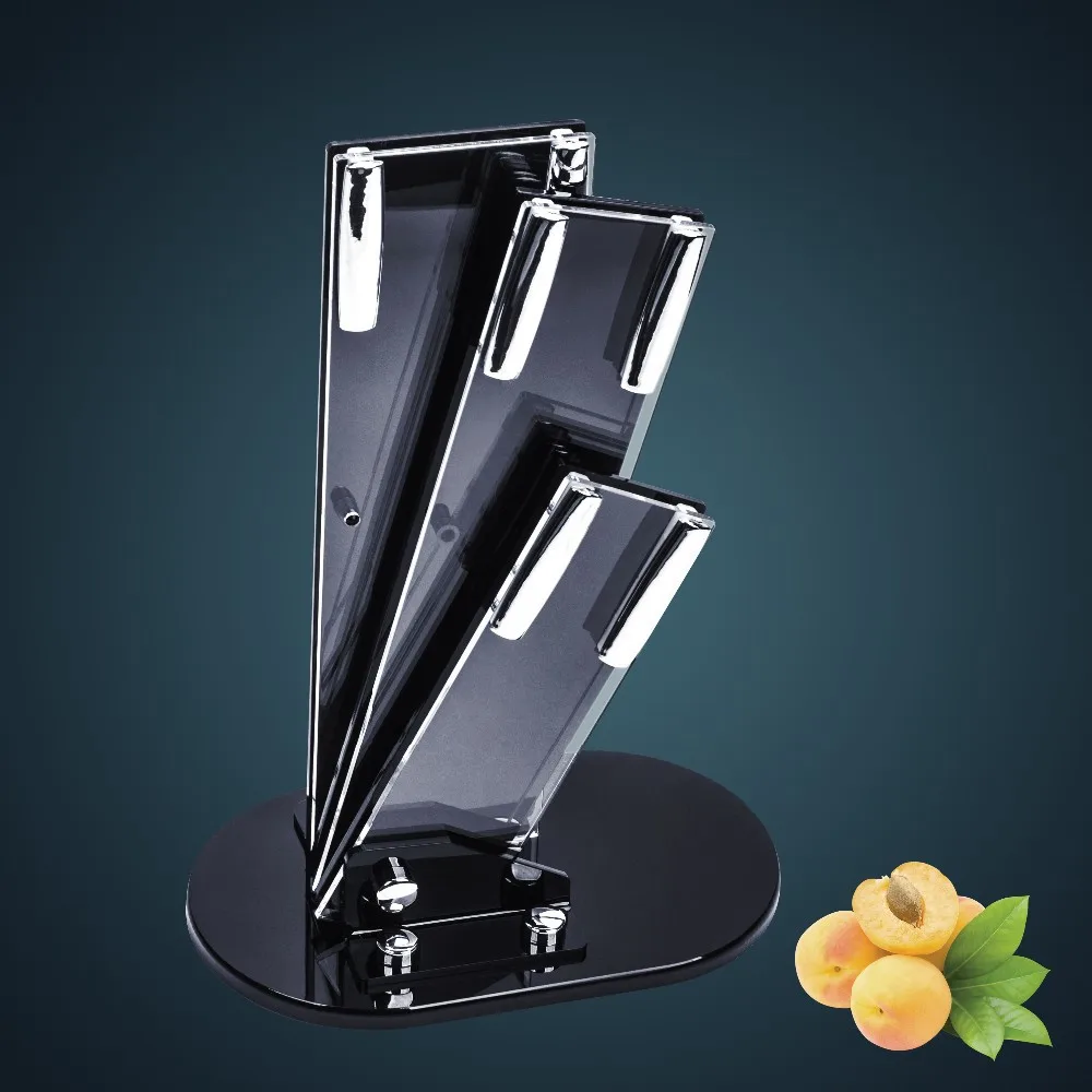 High quality stainless steel knives Acrylic block holder knives stand holder block for three knives in