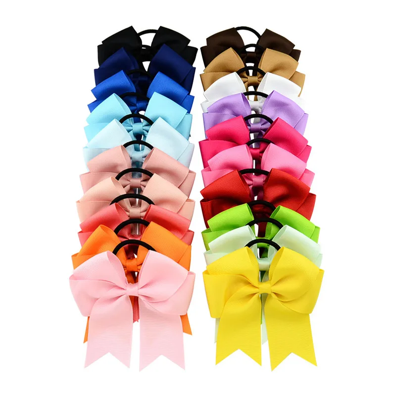 

MIXIU 20pcs/set 4.5inch Boutique Grosgrain Ribbon Girl Bow Elastic Hair Tie Rope Solid Hair Band DIY Handmade Hair Accessories