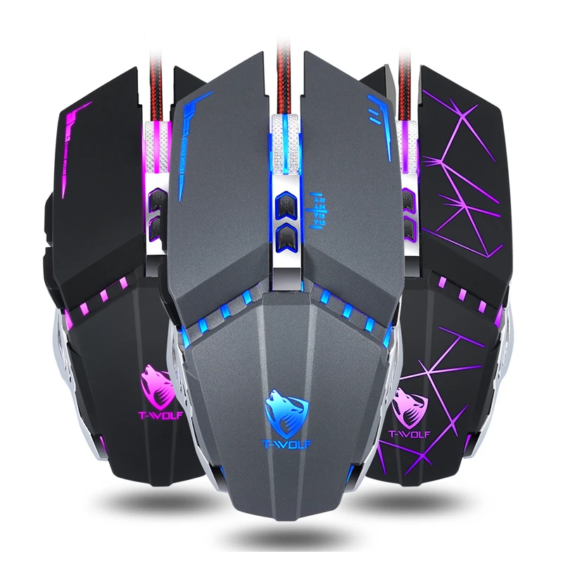 Professional Wired Gaming Mouse 7 Button 3200DPI Optical USB Wired LED Computer Mouse Gamer Mice V7