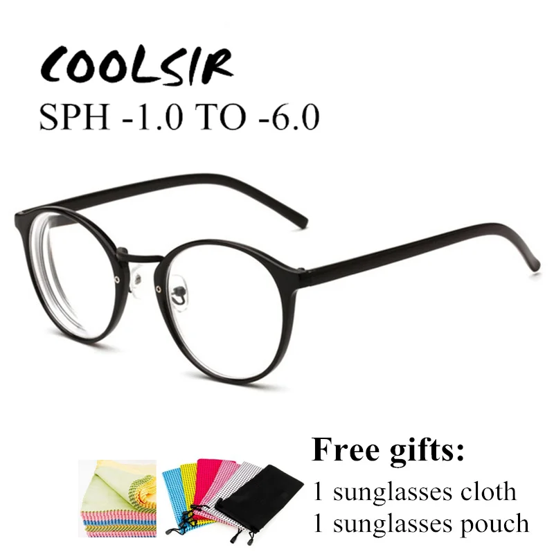 

-1.0,-1.5~ -4.0Round Finished Myopia Spectacle Eyeglasses Optical Men Women Student Eyewear Prescription AC Lens Glasses Frame