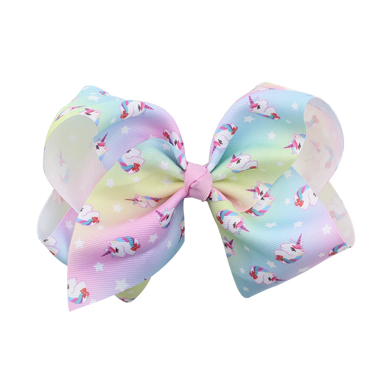 Large Kids Baby Girl Grosgrain Ribbon Flash Bow Clips Rainbow New Design Children Hair Accessories (4)
