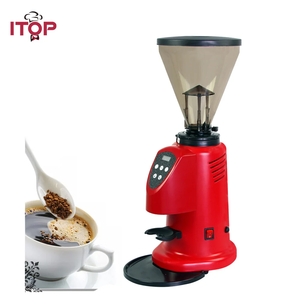 ITOP Commercial Coffee Grinder Machine Bean Mills Red Aluminum LED