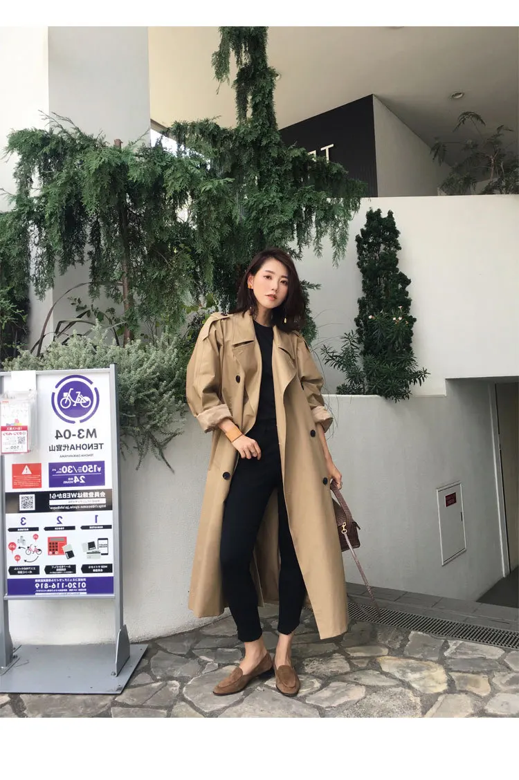 Пальто для женщин, новое корейское модное длинное пальто, женское двубортное элегантное пальто, ветровка, женская верхняя одежда C5532
