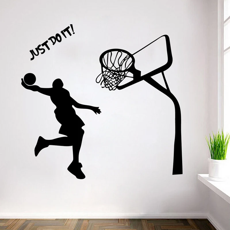 Removable Waterproof JUST DO IT Black Basketball Boy